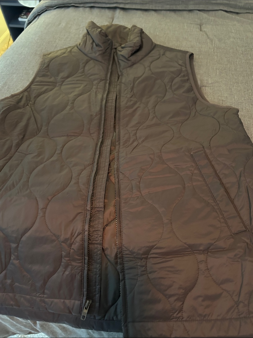 GAP Women’s Longer Quilted Vest in Dark Brown